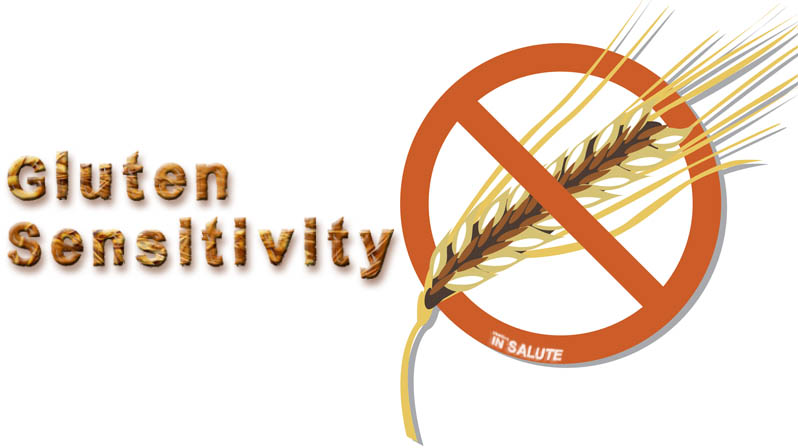 Immagine con un segnale di divieto con una spiga di grano e la scritta Gluten Sensitivity