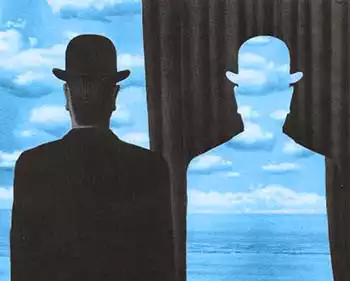 Quadro di Rene Magritte raffigurante un uomo col cappello